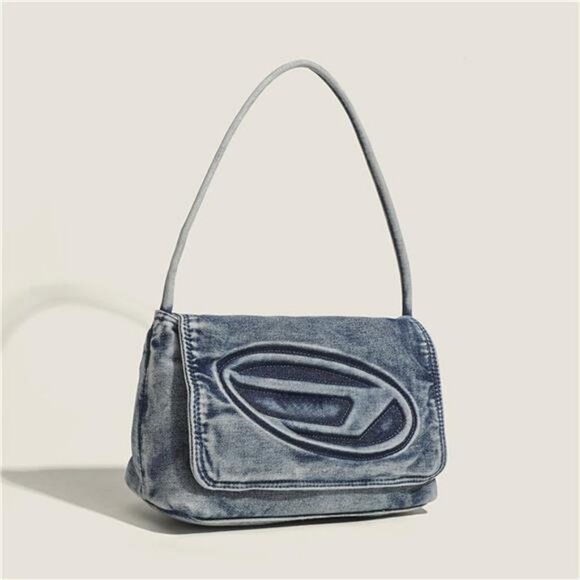 Denim Shoulder Bag Women Casual Tote Handbag Soft Blue Jean Bag - Picture 2 of 8